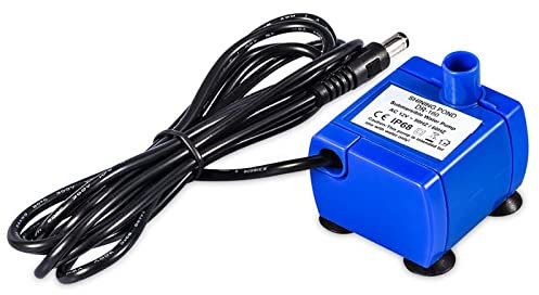 Cerlingwee Petite Pompe à Eau de 1,6 Litre, Pompe de Bassin, Fontaine pour Animaux Domestiques, Pompe à Eau, Pompe Submersible pour Aquariums, Pompes à Basse Tension AC 12 V, 4,3 X 4,1 X