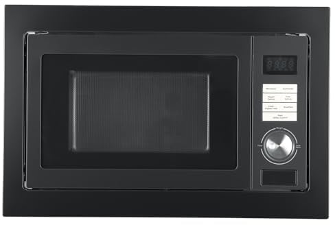 Techomey Integrated Microwave 25L, 900W, Built In Microwave with Auto Defrost, Child Lock and 8 Auto Menus, Black, Stainless Steel