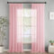 Woaboy Gardinen mit Kräuselband Fenster Voile Vorhänge Wohnzimmer Transparent Sheer Curtains Stores Gardine Schlafzimmer Modern Schlaufengardinen 2er Set 140x225cm (BxH) Rosa