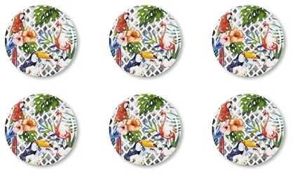 Excelsa Tropical Set 6 Piatti Pizza, Porcellana, Diametro 31 cm, Multicolore