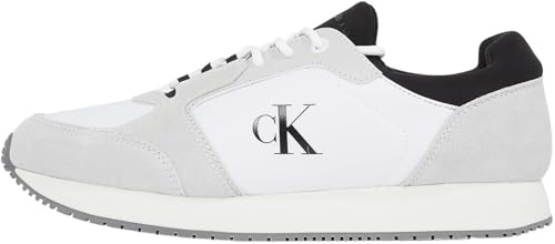 Calvin Klein Herren Runner Sneaker Sock Laceup Elegant, Mehrfarbig (Bright White/Oyster Mushroom/Black), 41