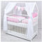 Baby Delux Babybett Komplett Set Hausbett 60x120 cm weiß Schublade Rausfallschutz Kinderbett Matratze Bettwäsche Deko Set (Princess Stars)