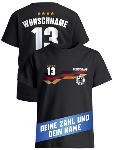 MoonWorks® T-Shirt Kinder Deutschland Trikot WM Fußball-Sommer 2026 personalisiert mit Name Zahl Fußball Fanshirt Jungen MädchenGeschenk