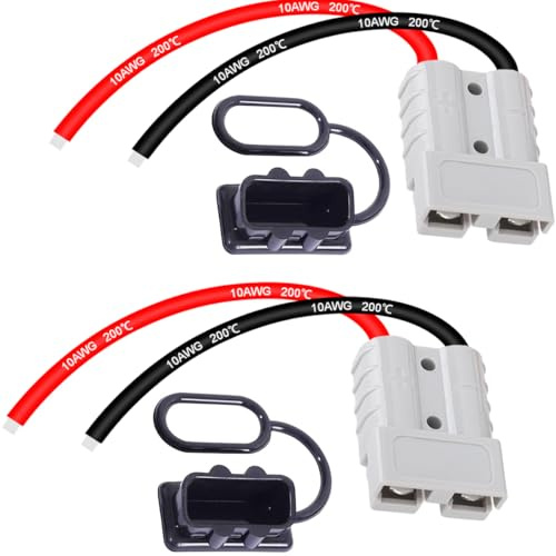 DAOKAI Gabelstapler Ladegerät Anschluss 50A 600V Akku Steckverbinder Schnellanschluss Stecker mit 10AWG 30cm Kabel für Autos,Anhängerwinde Stecker - 2pcs