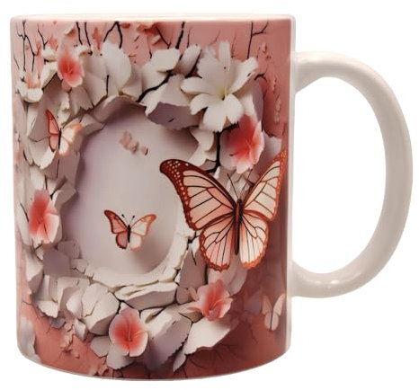 Shopi Zone Taza de cerámica, mariposas, taza floral, taza creativa, tazas únicas para momentos inolvidables