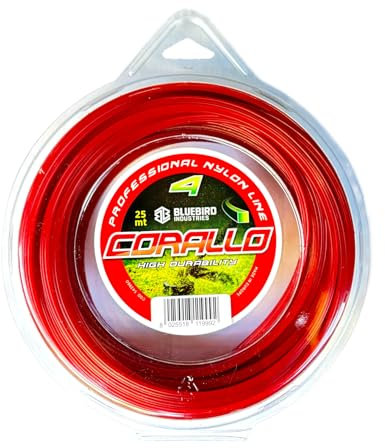 Corallo Filo per Decespugliatore Rosso 4 mm Blue Bird 25 mt Quadro