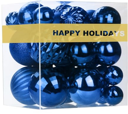 Royal Blue Christmas Ornaments - Christmas Tree Decorations Shatterproof Hanging Balls for Birthday Wedding Holiday Decor Set of 36pcs, Multi-Sizes(1.6,2.5,3.2)