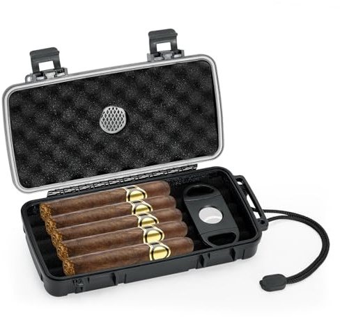 Velfree Resa cigarrhumidor fodral, bärbar låda med luftfuktare och skärare