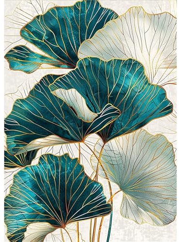 AIRDEA Lotusblätter Diamond Painting Erwachsene, DIY 5D Landschaft Diamant Painting Bilder, Bastelset Erwachsene Frauen als Haus Wanddeko 30x40 cm