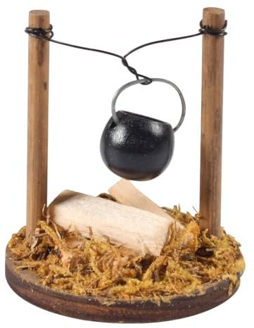 Auirshiky Mini-Herd-Zubehör, Miniatur Wichtel Zubehör, Lagerfeuer mit Kessel, Lagerfeuer Krippenzubehör, Puppenhaus Lagerfeuer, Miniatur Puppenhaus Zubehör