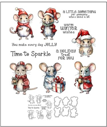Sredwtk Weihnachten Stanzschablonen und Stempelset,Stempel und Stanzen Set,Silikonstempel und Stanzen Set,Clear Stamp und Stanzschablone Für DIY Scrapbooking Fotoalbum Dekor Karten (F)