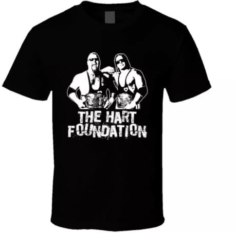 The Hart Foundation Retro Legends of Wrestling Tag Team T Shirt Black S