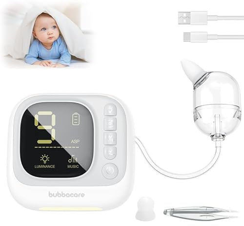 Baby Nasensauger, Elektrische Nasensauger mit 9 Saugstufen, Geteilter Nasensauger mit Licht und Musik, Effiziente Reinigung des Nasenschleims, Flüssigkeitsspeichertank mit Großem Fassungsvermögen
