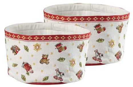 Villeroy & Boch Toy's Delight Gobelin Brotkörbe 2er Set, Brottasche aus Baumwolle und Polyester, Maschinenwäsche bis 40° C geeignet, rot/bunt, 15 x 23 cm