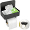 Toilettenpapierhalter mit Feuchttücherbox, Gypie Klopapierhalter Schwarz Matt, Wc Papier Halterung mit Ablage, Rostfrei 304 Edelstahl Klorollenhalter zum Bohren für Badezimmer, 3-IN-1 Multifunktion