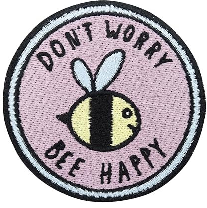 Finally Home Klett Patch - Dont worry bee Happy | Klett Patches Lustig, Biene Aufnäher, Gym Klettpatches, Rosa Badge, Spruch Klettpatch