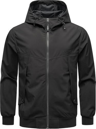 Ragwear Herren wasserdichte und atmungsaktive leichte Übergangsjacke kurze Sommerjacke mit Kapuze Tyller Bonded YOUMODO Black Gr. L
