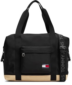 Tommy Jeans Herren Essential Daily Bag for Travel and Gym with Crossbody Strap Duffle, Schwarz