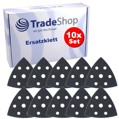 Trade-Shop - 10 pezzi di ricambio chiusura a strappo autoadesivo, 93 x 93 x 93 mm, compatibile con Bosch PDA 180 E, compatibile con Parkside PDS 290 C3, PDS 290 B2, PDS 290 A1
