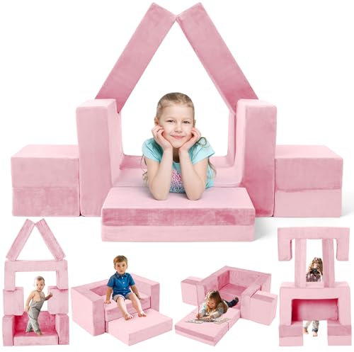 Gilire 2025 Neuestes Spielsofa | Spielsofa für Kinder | Kindersofa aus 7 Schaumstoff Bausteine, Flexibel Kombinierbare Kinder Couch Modulares Spielsofa zum Spielen, Kreativsein, Schlafen