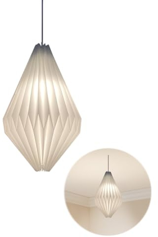 Origami Design Papier Lampenschirm - Folding Pendelleuchte Kunst Dekor,Nordische Reispapier Lampenschirm Deko Papier Laterne Deckenlampen Shade,für Wohnzimmer,Schlafzimmer,Esszimmer-E