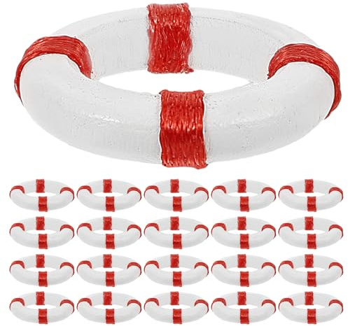 DOITOOL 50 Stück Kleiner Rettungsring aus Kunstharz mit Realistischer Mediterraner Sommeratmosphäre Vielseitige Schwimmring Deko für Feengarten und Küstenraumgestaltung