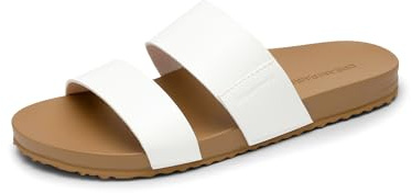 DREAM PAIRS Women's Open Toe Slides Sandals,Size 5,White