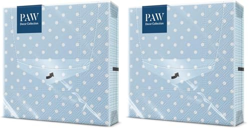 PAW - Servietten 3-lagig (33 x 33 cm) I 20 Stück I Perfekt für Kindergeburtstage, Partys, Kommunion und Feiern I Papierservietten Bunt mit Party Motiv I Blau, Pünktchen, Baby - Dots (light blue)