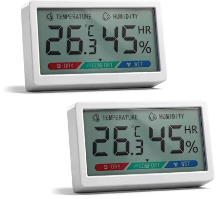 Chatthen Digital Hygrometer, Indoor Thermometer with High Accuracy, Humidity Meter, Temperature Monitor for Greenhouse, Baby Room, Basement, Reptiles, Incubator, Closet, 2 Packs