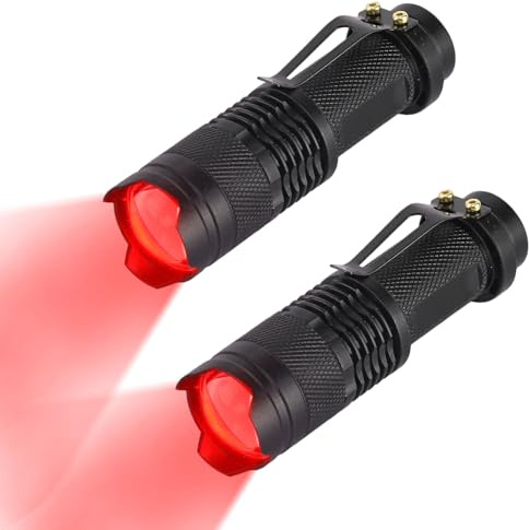 Heyung 2 PCS LED Red Light Torch Single Mode Flashlight, Portable Scalable for Astronomy Night Vision Animal Observation Hunting Hiking Outdoor Night Fishing Emergency Use