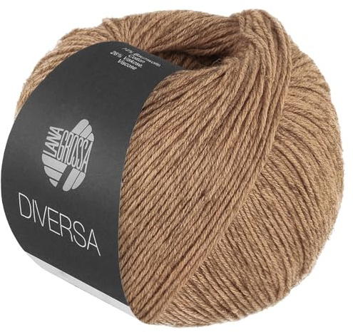 LANA GROSSA Diversa | Leichtes Baumwoll-Mischgarn mit zartem Melange-Effekt | Handstrickgarn aus 74% Baumwolle & 26% Viskose | 50g Wolle zum Stricken & Häkeln | 210m Garn FB 31