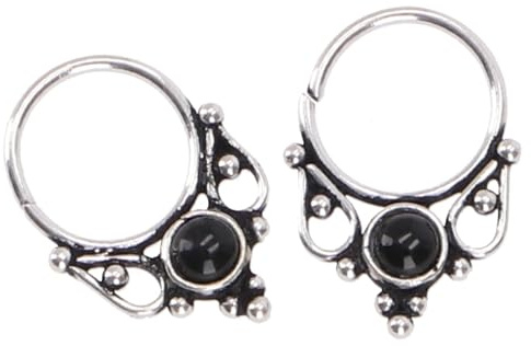 GURU SHOP Creole, Septum Ring, Nasenring, Nasenpiercing, Mini Ohrring, Ohrpiercing Onyx - Modell 5
