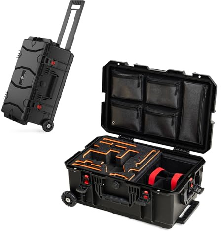 COWVIE Weatherproof Hard Case for DJI Gimbal | Trolley Case with Wheels, Retractable Pull Handle, Hook and Loop Dividers & Straps, IP67 Waterproof and Dustproof
