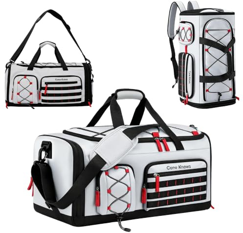36-55L Sporttasche Herren Rucksack Damen 3-IN-1 Reisetasche mit Schuhfach Nassfach Wasserdicht Gym Duffle Bag Trainingstasche für Outdoor Fitness Reisen Grau