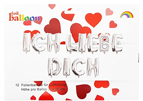 Folienballon Set Ich liebe dich, ca. 40 cm - nur für Luftbefüllung