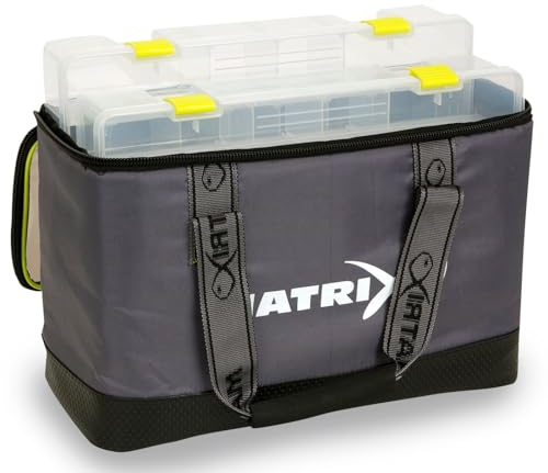 Fox Matrix Pro feeder case L - Angeltasche + 2 Angelboxen für Feederkörbe, Tackletasche zum Feederangeln, Feedertasche