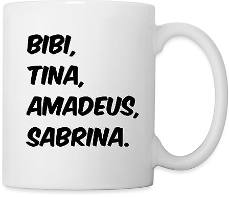 Spreadshirt Bibi Und Tina Amadeus Sabrina Schwarz Typographie Tasse, One size, Weiß