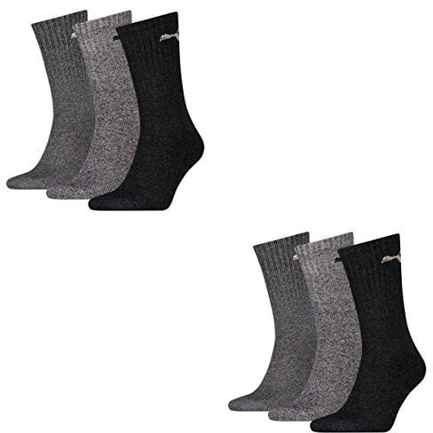 PUMA Unisex Sportsocken Cush Crew 6er Pack (43-46, Anthrazit/Grau)