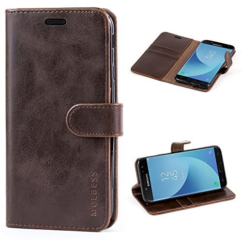 Mulbess Coque pour Samsung Galaxy J7 2017, Etui Samsung Galaxy J7 2017 Cuir avec Magnetique, Housse Protection pour Samsung Galaxy J7 2017 / J7 Duos 2017 Case, Café Marron