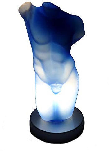 Dapo LED-Glas-Tisch-Deko-Leuchte-Lampel HERO Glas blau mundgeblasen E14-4W Fensterbank-Nachttisch-Fenster-Leuchte-Lampe