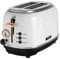 Tower Bottega T20016W 2 Slice Stainless Steel Toaster with Adjustable Browning Control, Defrost and Reheat Settings, White and Rose Gold