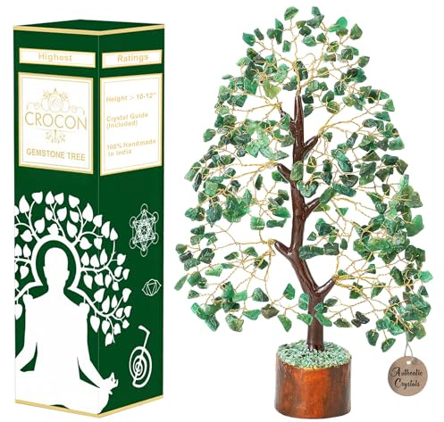 Crocon® Green Aventurine Feng Shui Healing Crystals Tree of Life Mum Gift | Decorative Green Aventurine crystal tree designed for home styling, office display, thoughtful gifting, room décor