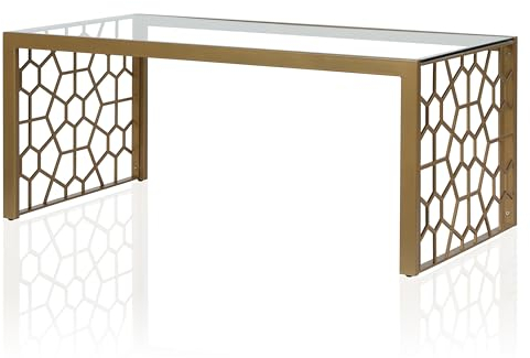 CosmoLiving by Cosmopolitan CosmoLiving Juliette-Tisch, weiches Messing, gehärtetes Glas, 116,8 x 61 x 48,3 cm