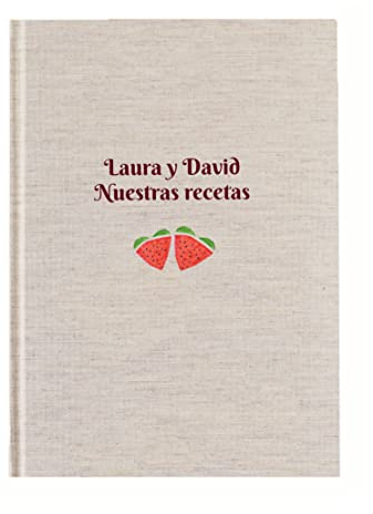 Libro para escribir recetas de cocina personalizado 15x21 | Recetario en blanco | Regalo parejas enamorados San Valentín | tapa dura A5