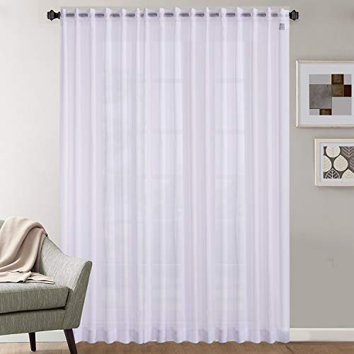 Megachest pure voile extra wide tape top sheer curtain (1 Panel) cotton voile-snow white, W 116 x L 72 (1 Panel)