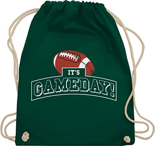 Turnbeutel Rucksack - It's Gameday Vintage Football - Unisize - Dunkelgrün - sports bag american+football+tasche sport beutel american tasche footballfans turnsackerl geschenke für fans