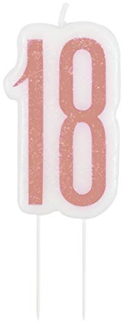 Unique Party 84982 Number Birthday Candle | Rosegold | 1 Pc, Rose Gold, Age 18