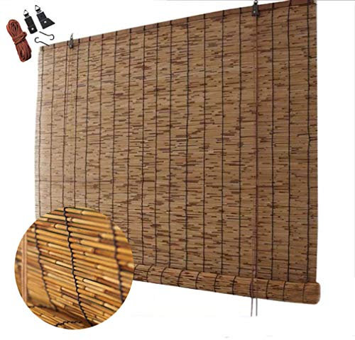 Tenda a Rullo-Tapparella a carrucola in Bamboo,Naturali Reed Tende Finestre,Tapparelle Avvolgibili com Filtraggio Della Luce,per Interni per Esterni Decorazione di Mobili(50x150cm/20x59in)