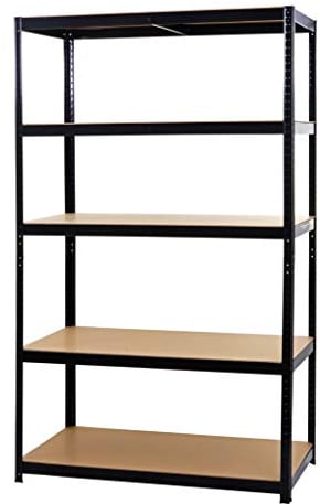 Mendler Schwerlastregal HWC-E33, Kellerregal Steckregal Lagerregal, 875kg Stahl 5 Böden - schwarz 200x120x60cm