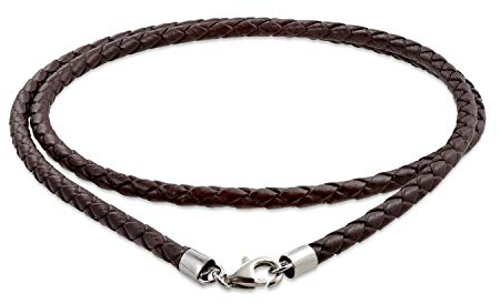 Bling Jewelry Cordino Intrecciato In Vera Pelle Marrone Per Collana Con Ciondolo Per Donne, Uomini E Adolescenti. Chiusura A Moschettone In Argento .925 Lunga 18 Pollici